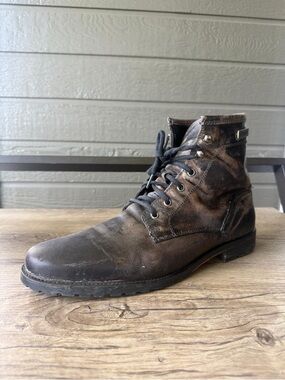 HARLEY DAIVIDSON Men's Brown Leather Lace-Up Casual Boots size 12